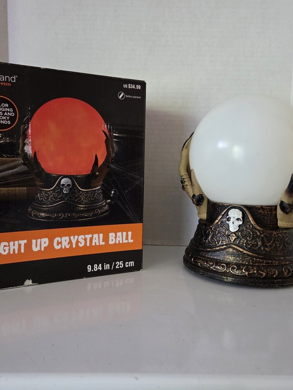 Ashland Halloween Light Up Crystal Ball 10"/25cm Color Change & Sound 715794 EUC